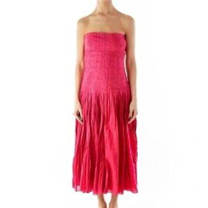 Diane Von Furstenberg DVF Womens Sheryl Strapless Midi Dress Magenta Pink size 6